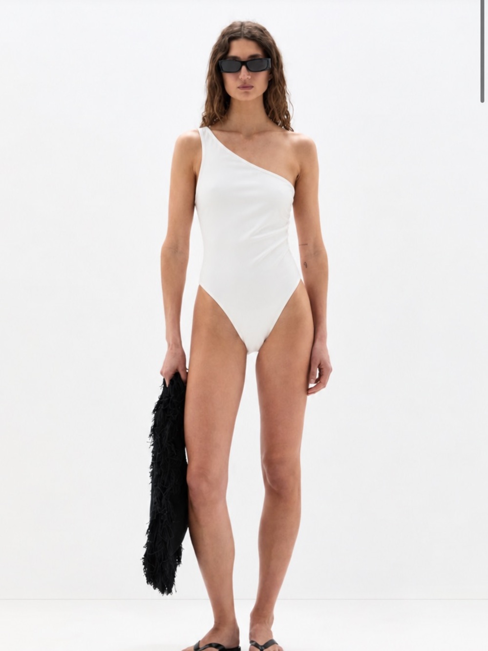 SIR the label One-Shoulder White Swimsuit